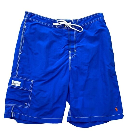 VINTAGE 90'S POLO RALPH LAUREN MEN'S ROYAL BLUE BOARD SHORTS SZ M - Picture 1 of 6